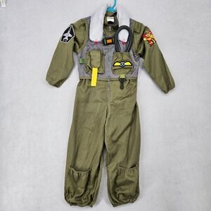 Military Fighter Pilot Size 5-6 Jet Flight Suit Kids Green Costume Jumpsuit